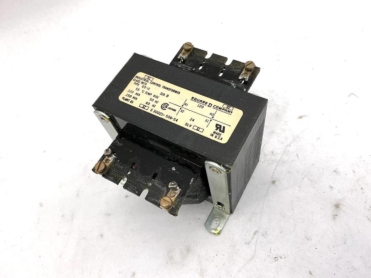 New Square D 9070EO-3 Control Circuit Transformer .15kVA Pri. 120V Sec. 24V