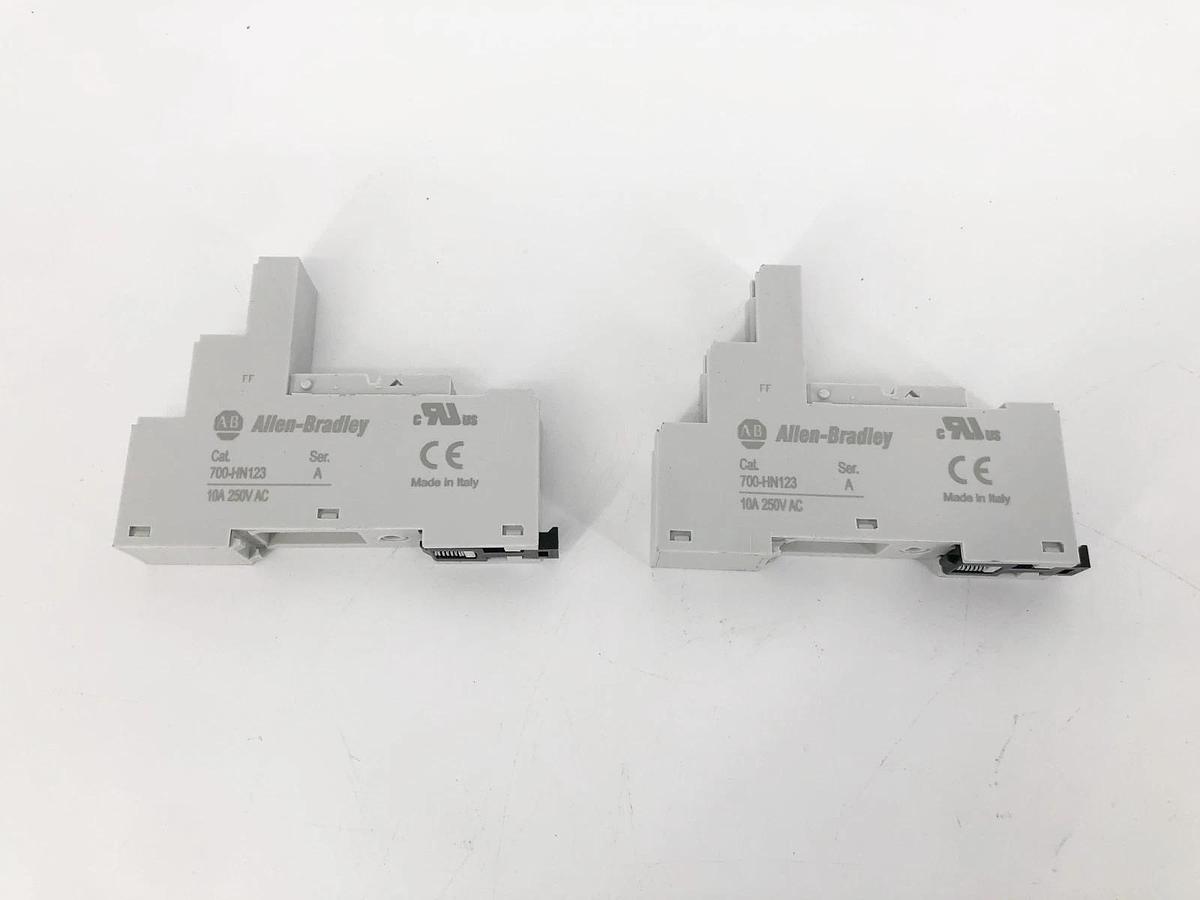 Lot of 2 New Allen Bradley 700-HN123 Relay Sockets 8-Pin 10A 250VAC - No Box