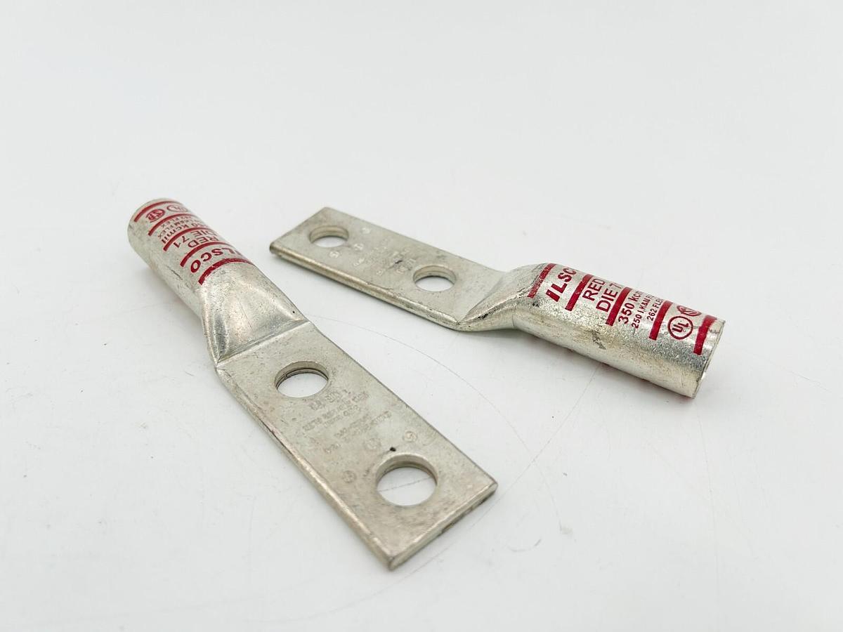 New Lot of 2 Ilsco CLND-350-12-134 Copper Compression Lug 350KCMIL 1/2" 2 Hole