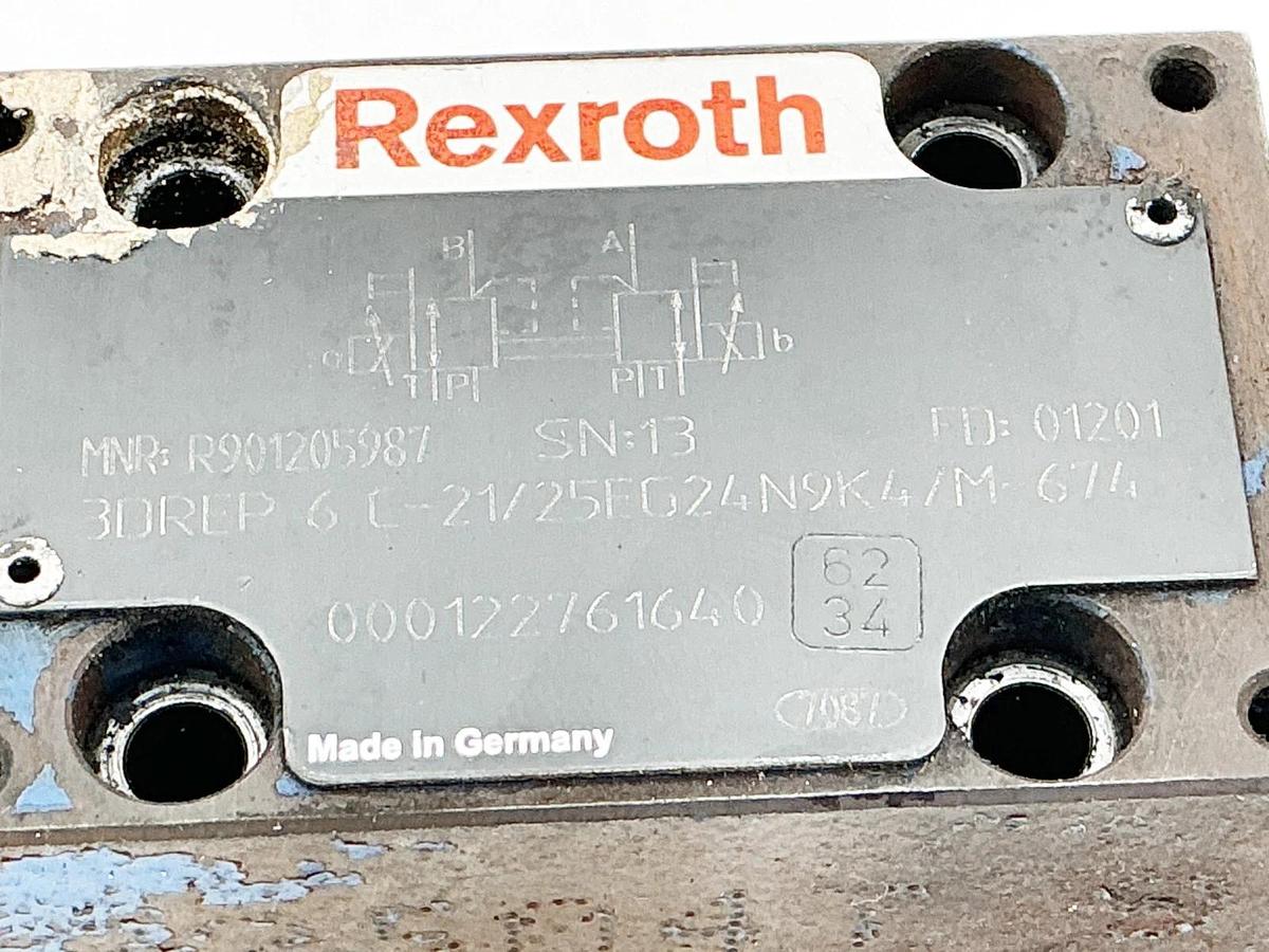 Used Rexroth 3DREP-6-C-21/25EG24N9K4/M-674 3-Way Solenoid Valve R901205987
