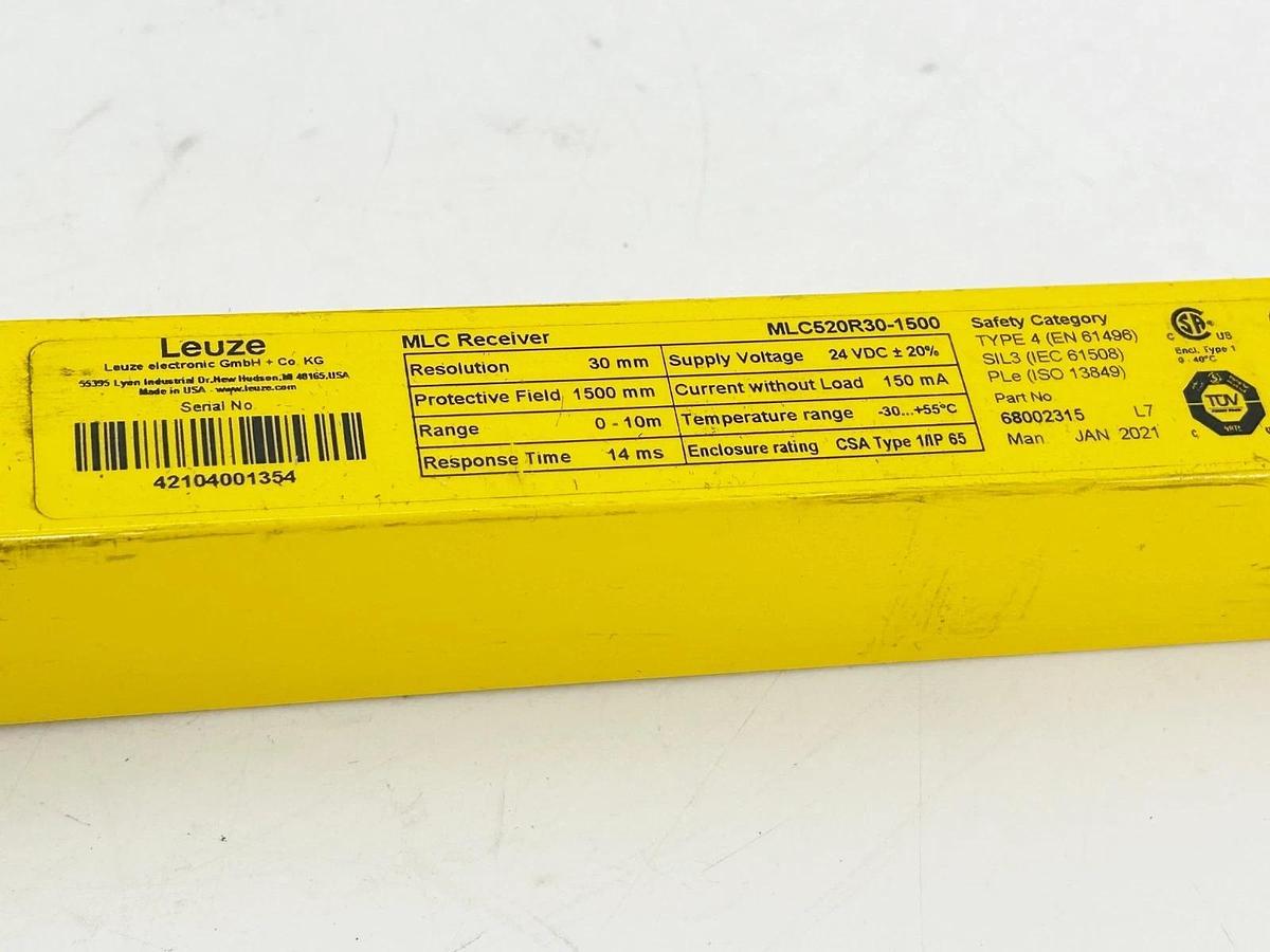 Used Leuze MLC520R30-1500 MLC Receiver Safety Light Curtain TType 4 MLC 500 Series