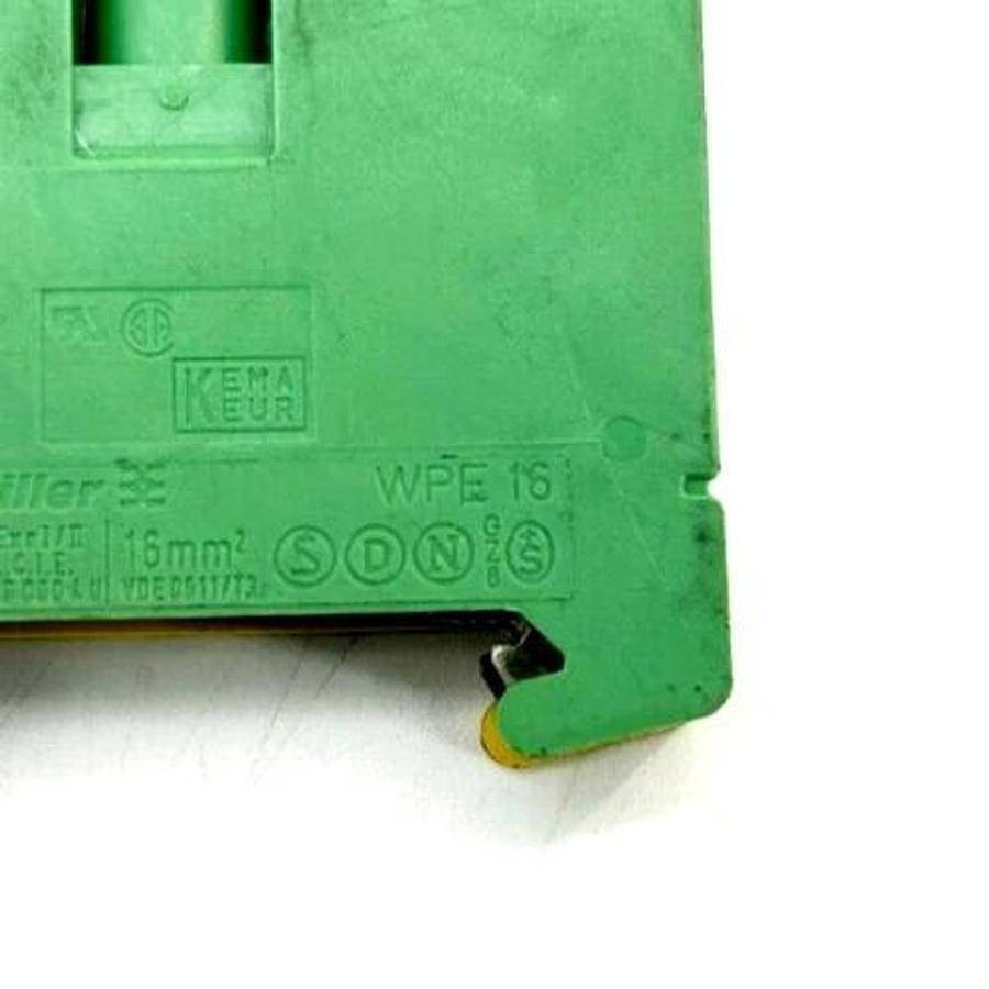 Used Lot of 6 Weidmuller WPE 16 Terminal Blocks Green/Yellow