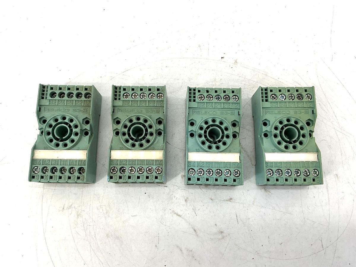 Used Lot of 4 Releco S3-B Ser SB Relay Socket 11-Pin 10A 380V Turck
