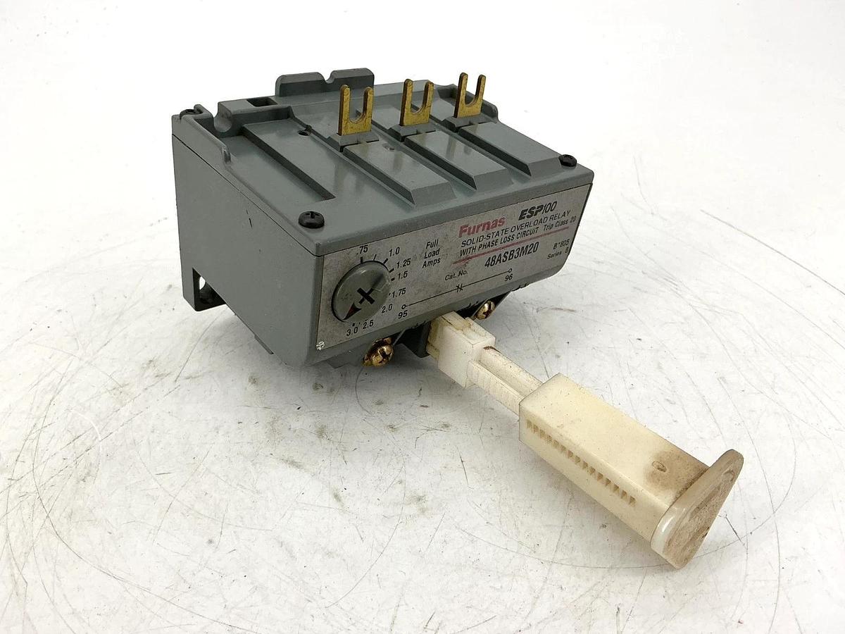 Used Furnas 48ASB3M20 Ser B Overload Relay Solid State 3PH 0.75-3.0FLA 600VAC 50/60HZ