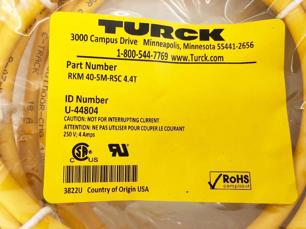 New Turck RKM 40-5M-RSC 4.4T Double-Ended Cordset 5m U-44804