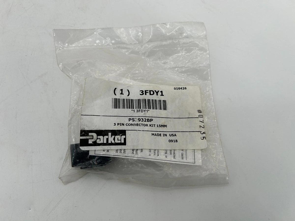 New Lot of 2 Parker PS2932BP Solenoid Coil Connector 3Pin 3FDY1