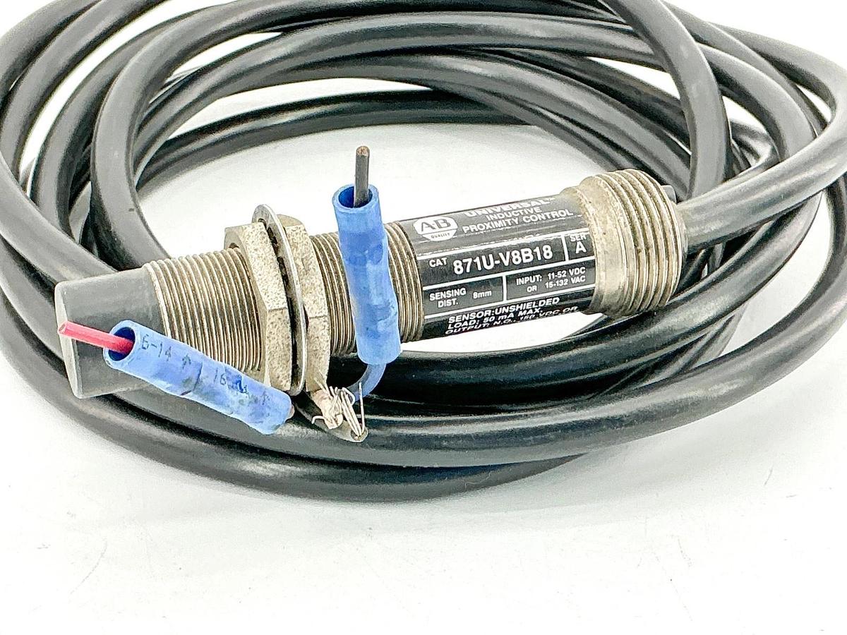 Used Allen Bradley 871U-V8B18 Cylindrical Inductive Proximity Sensor 150V Ser.A