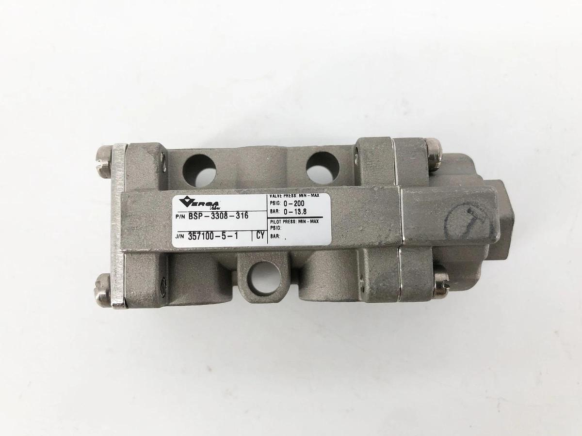 New Versa BSP-3308-316 Pneumatic Directional Valve Stainless Steel 3-Way 1/4"