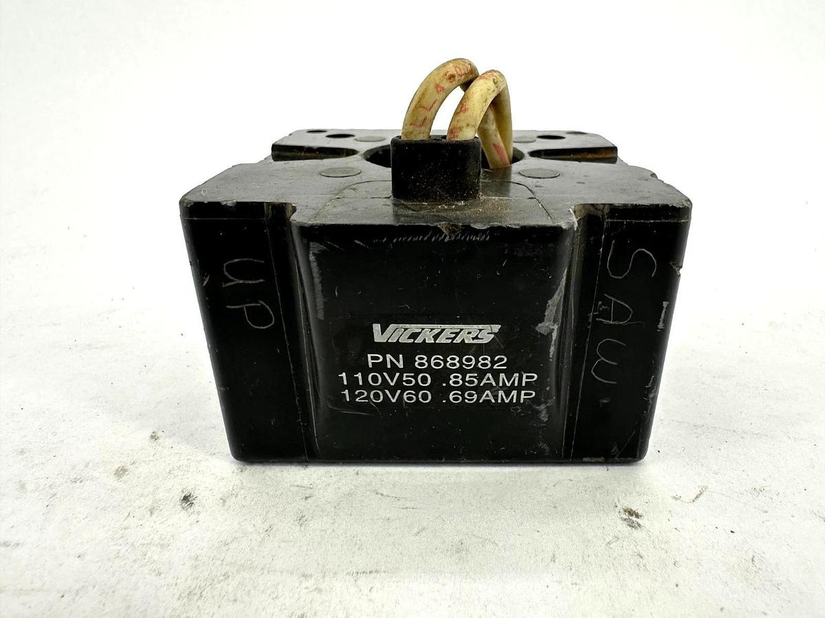 Used Vickers 868982 Valve Coil 110V/50HZ 0.85AMP 120V/60HZ 0.69AMP Black