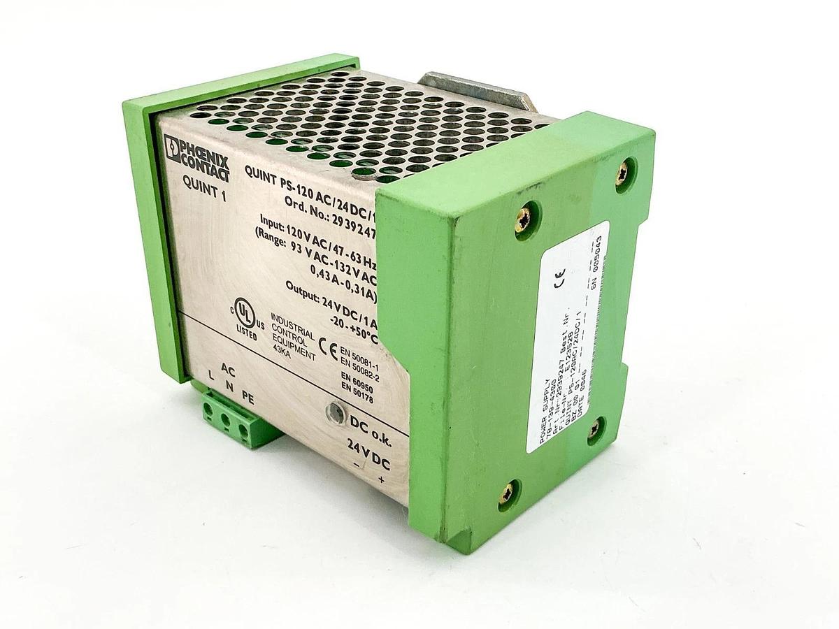 Used Phoenix Contact QUINT-PS-120AC/24DC/ 1 Power Supply 120VAC Input 24VDC Output