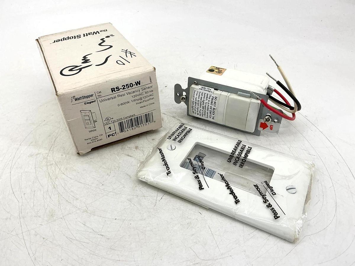 New WattStopper RS-250-W Universal Resi Vacancy Sensor 0-600W 120VAC 60HZ RS250W