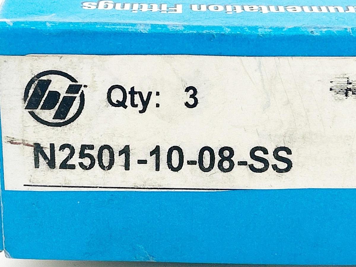 New Box of 3 Brennan Industries N2501-10-08-SS Hydraulic Fitting 10IN-08MNPT