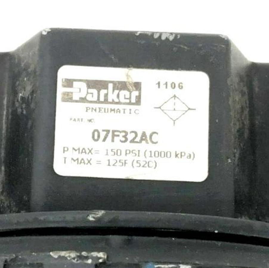 Used Parker 07F32AC Pneumatic Line Filter 1/2" NPT 250psig Max Inlet
