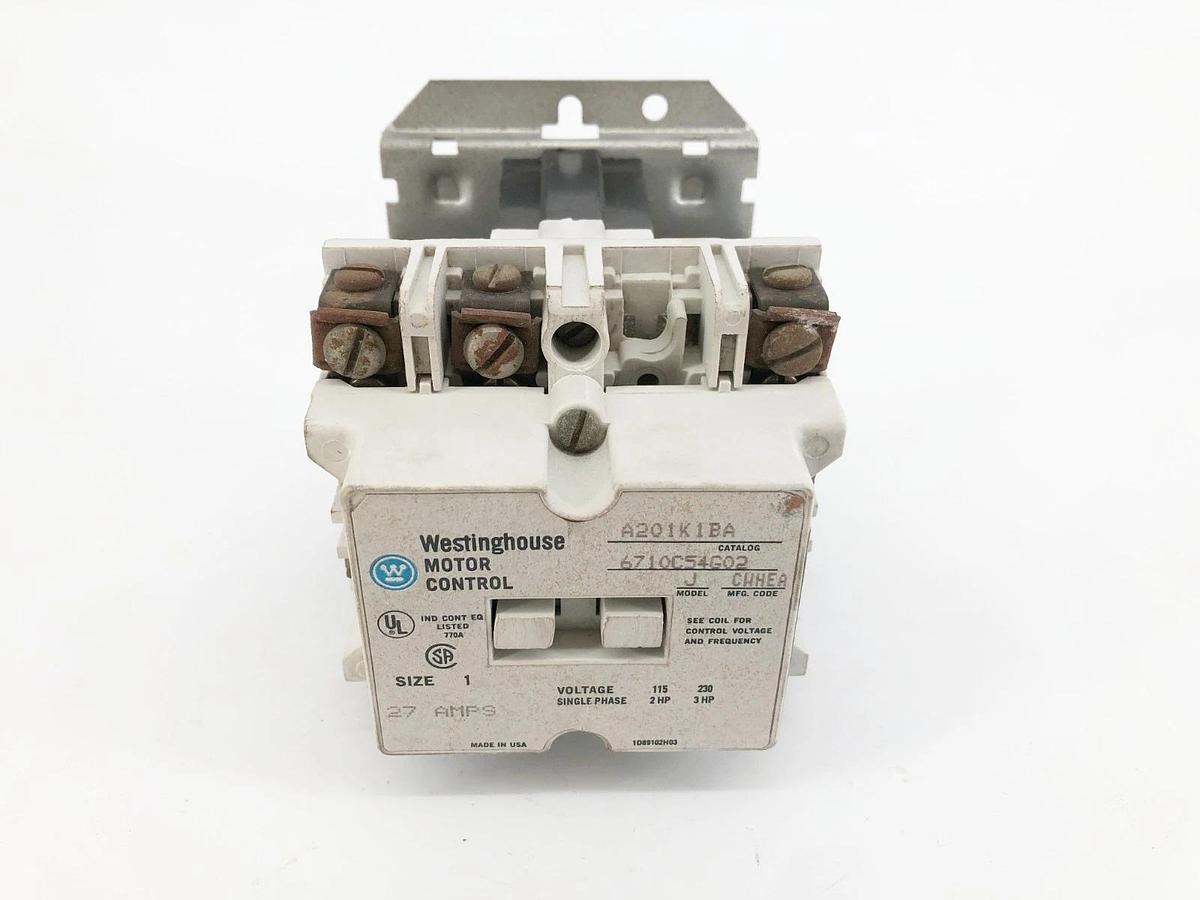 Used Westinghouse A201K1BA Non-Rev Contactor Model J 6710C54G02 120V 27A 230V 3HP