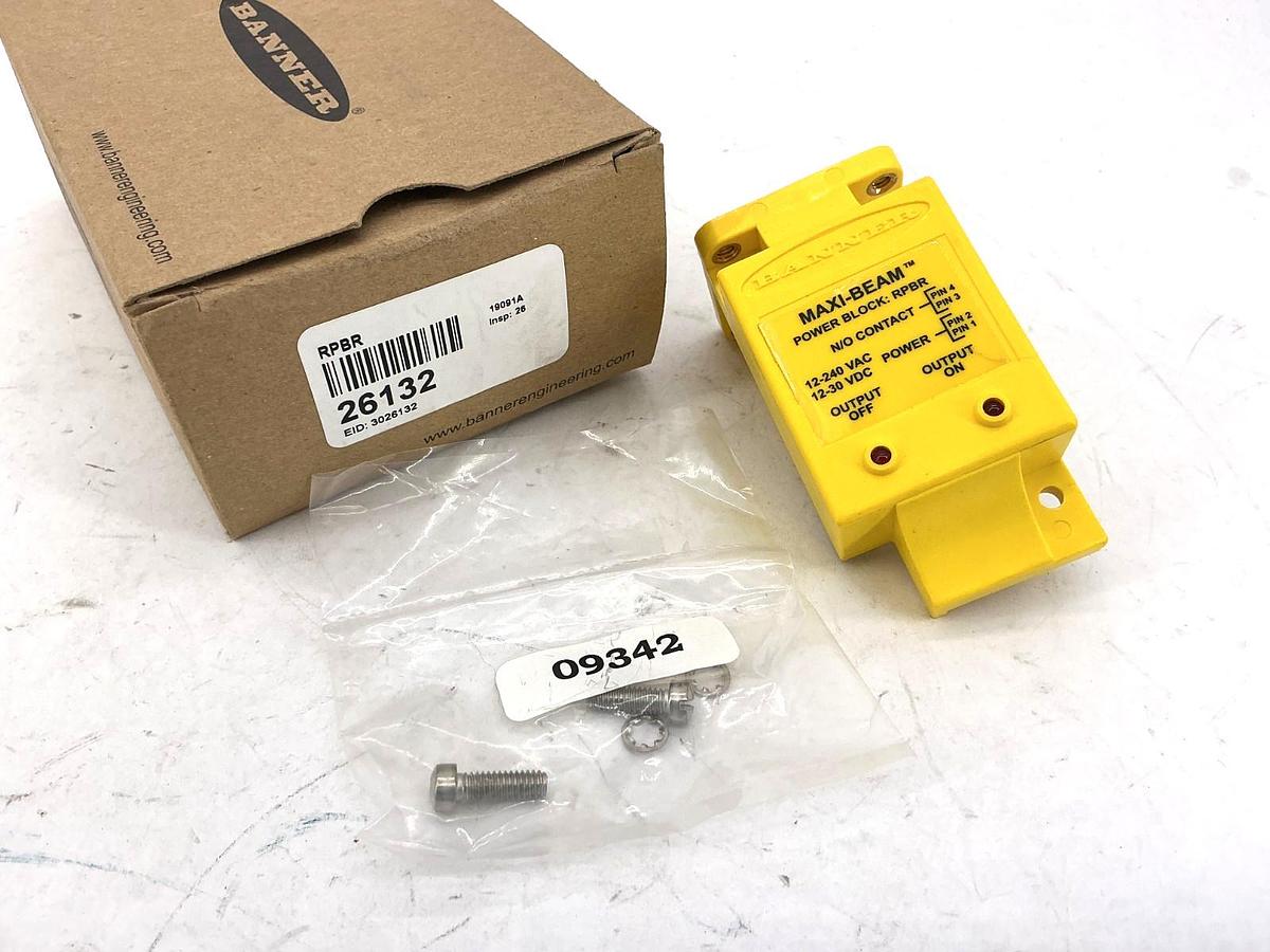 New Banner RPBR Maxi-Beam Power Block 4P 12/240VAC 12/30VDC 26132
