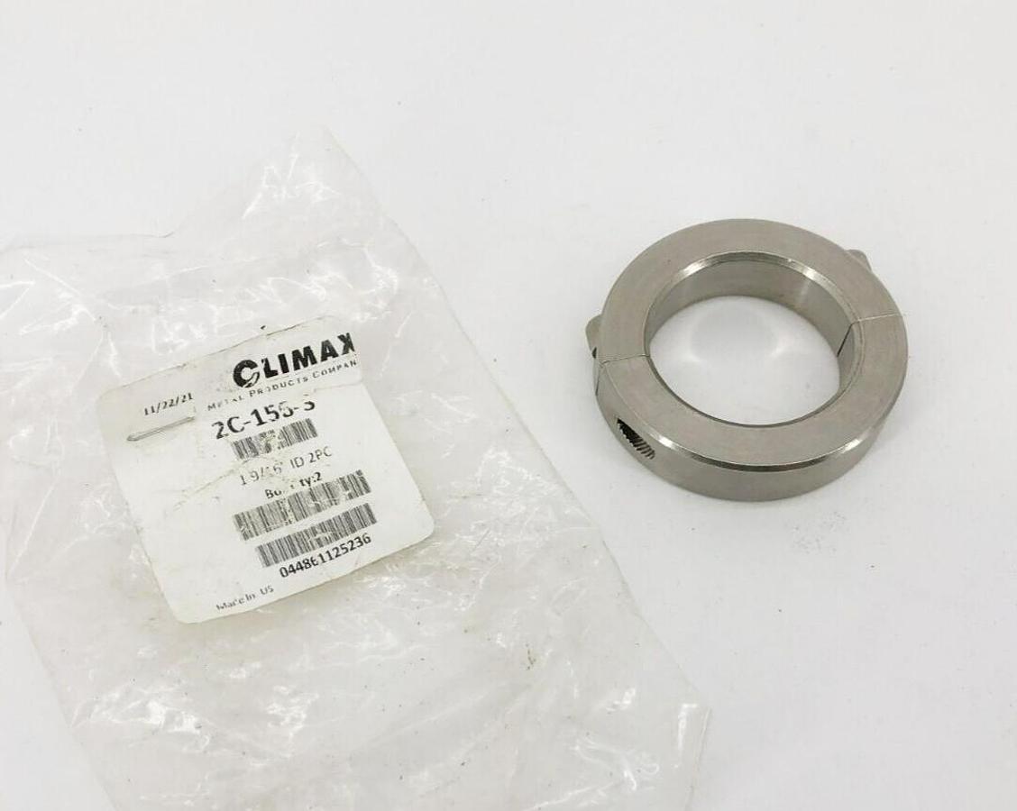 New Climax 2C-156-S Two-Piece Split Clamp Collar Stainless Steel 1-9/16" ID