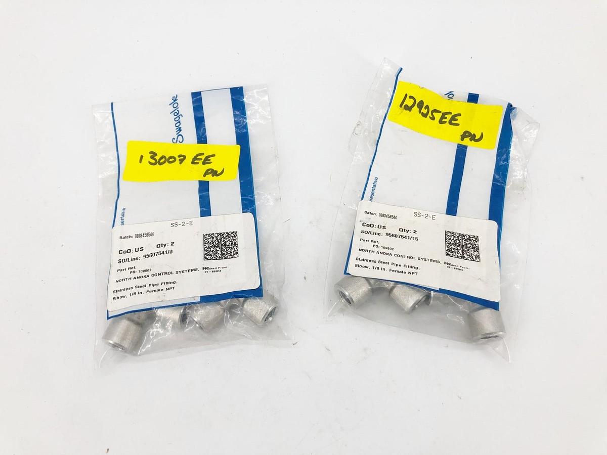 Lot of 4 New Swagelok SS-2-E Elbows 1/8" FNPT Stainless Steel