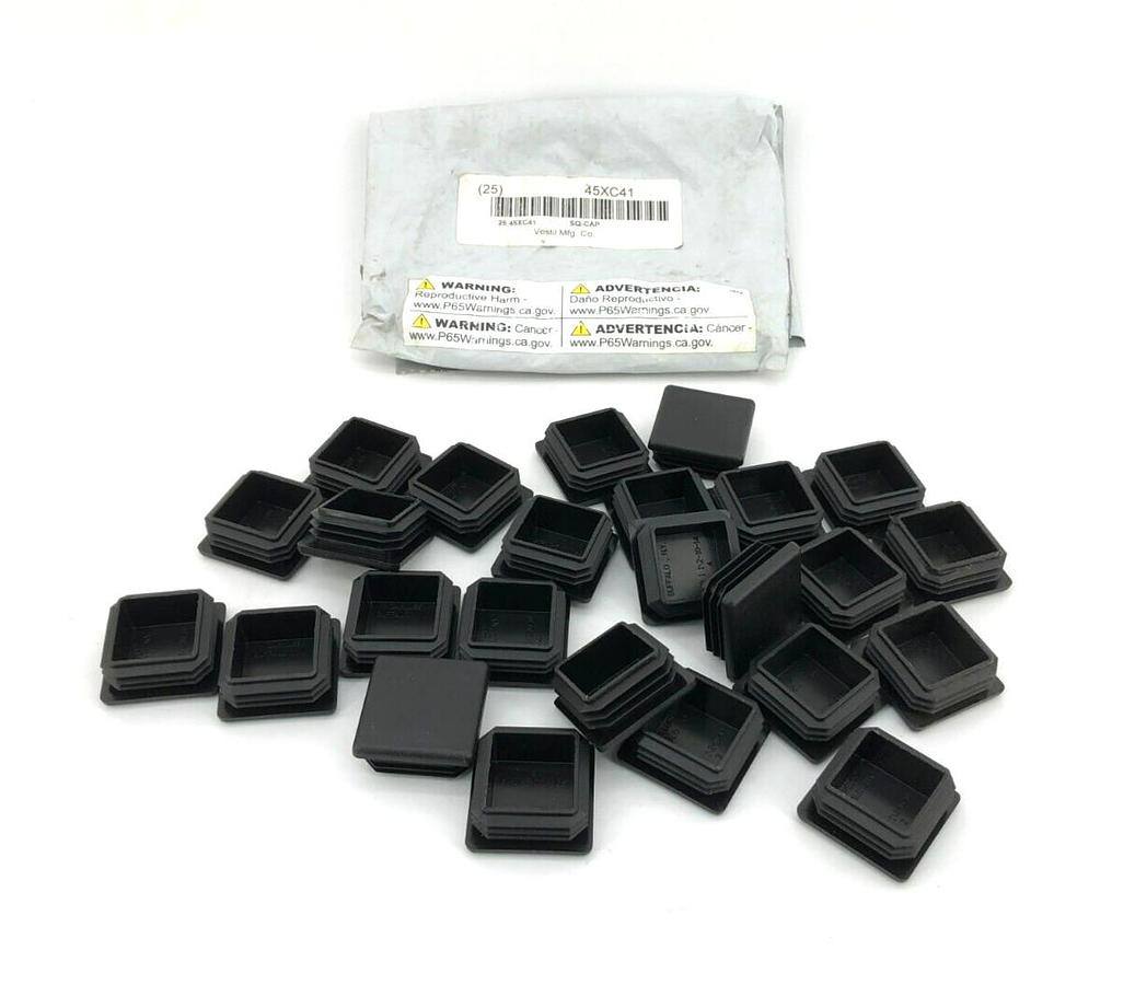 Lot of 25 New Vestil 45XC41 End Caps, 1 in 1-.2 H 1-1/2 L