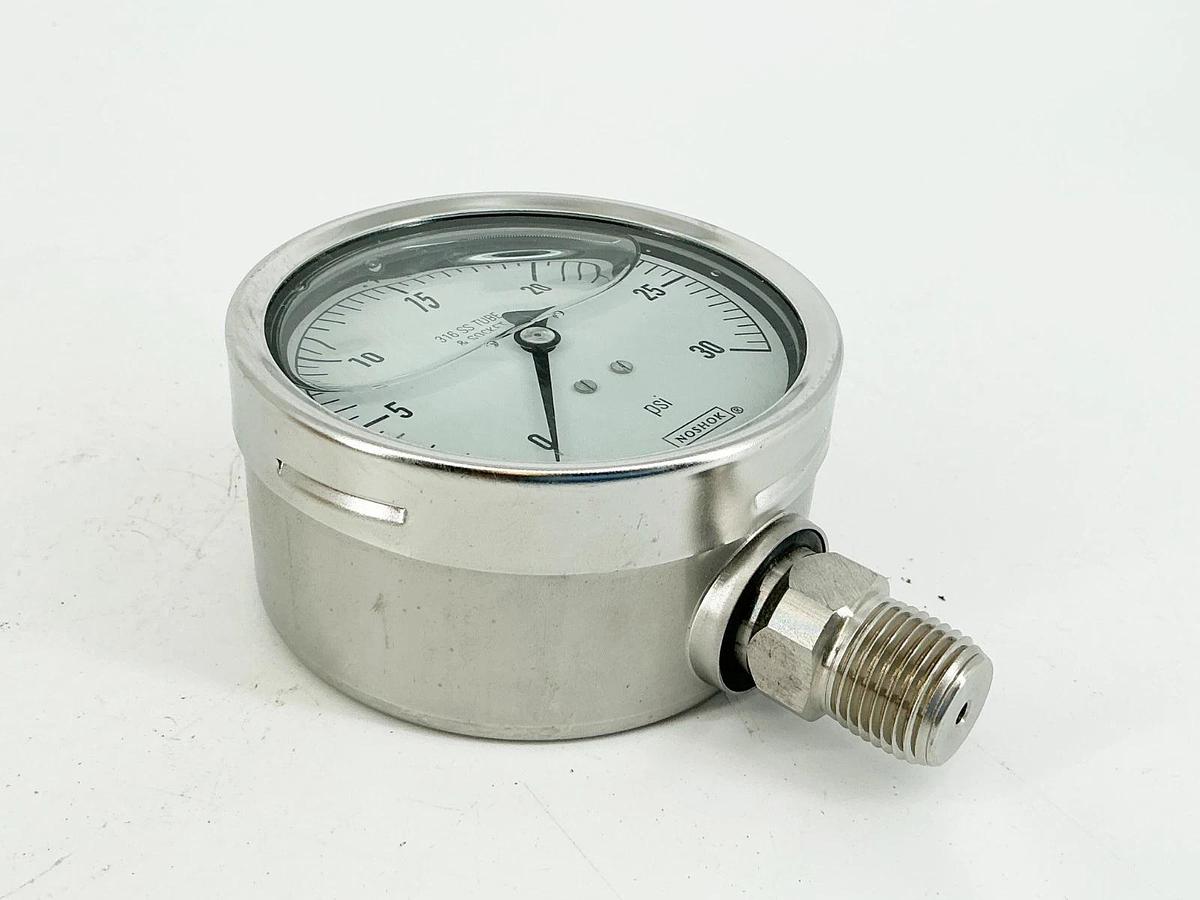 New NoShok 40-500-30-PSI Pressure Gauge 4" Face 30PSI 1/2" NPT