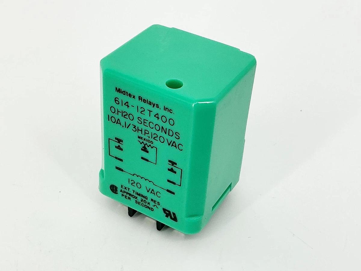 New Midtex 614-12T-400 Relay 0H20 Seconds 10A 1/3HP 120Vac - No Box