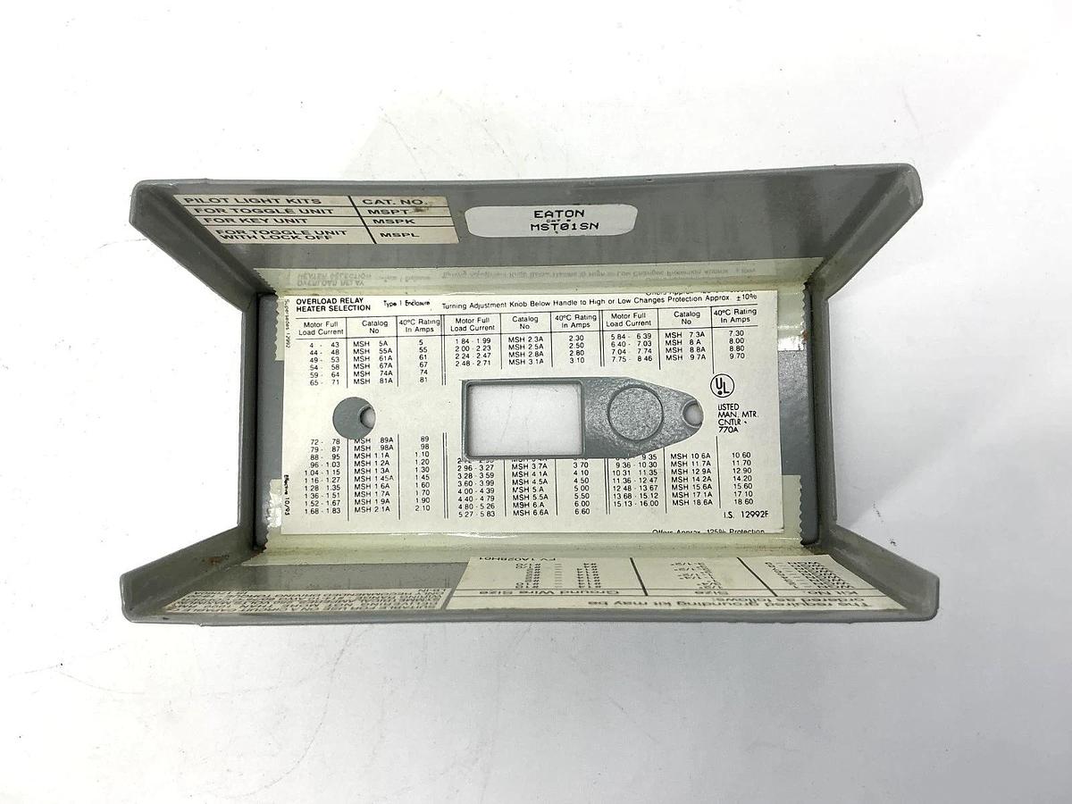 New Eaton Cutler-Hammer MST01SN Manual Motor Starter 1-Pole Nema-1 Enclosure