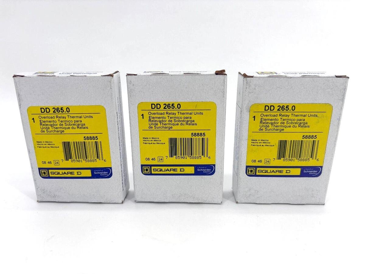 Lot of 3 New Square D DD265.0 Overload Relay Thermal Units 58885