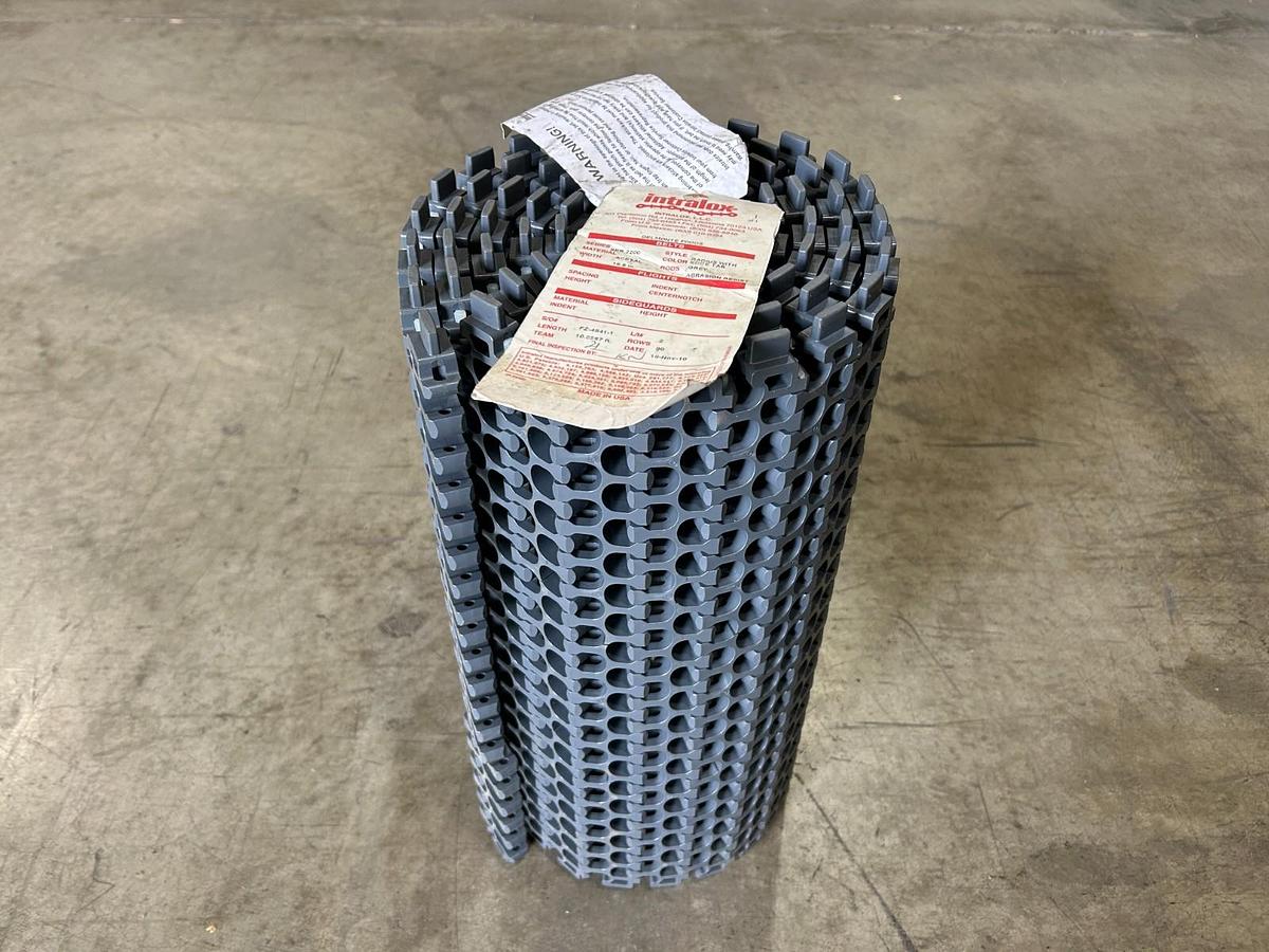 New Intralox 2200 Series Acetal Grey Radius w/ Edge Tab 19.9" W x 9 FT. - No Box