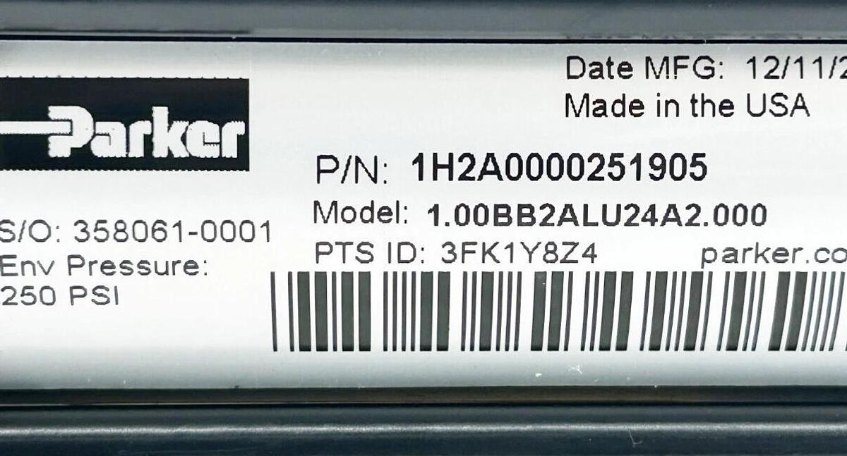 New Parker Parker 1H2A0000251905 Pneumatic Cylinder 250PSI 1.00BB2ALU24A2.00