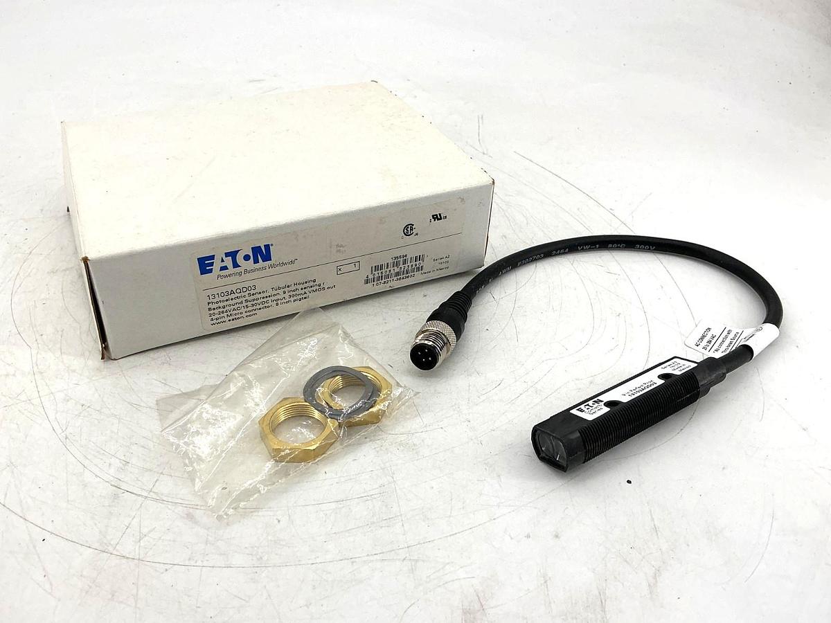 New Eaton 13103AQD03 Ser A2 Photoelectric Sensor 4-Pin 9inch Sensing 20-264VAC
