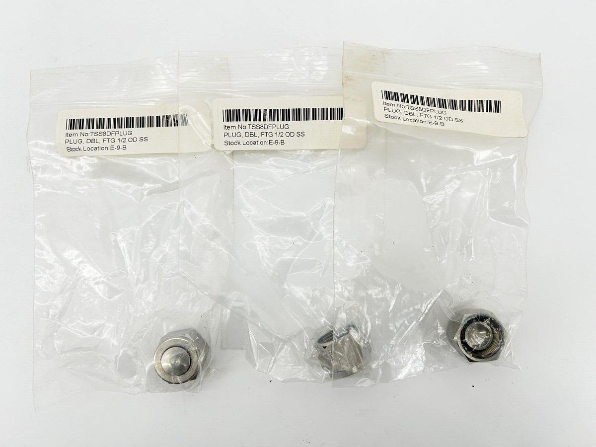New Lot of 3 TYLOK TSS8DFPLUG Stainless Steel Plug 1/2" ID Tube Global Hex 316