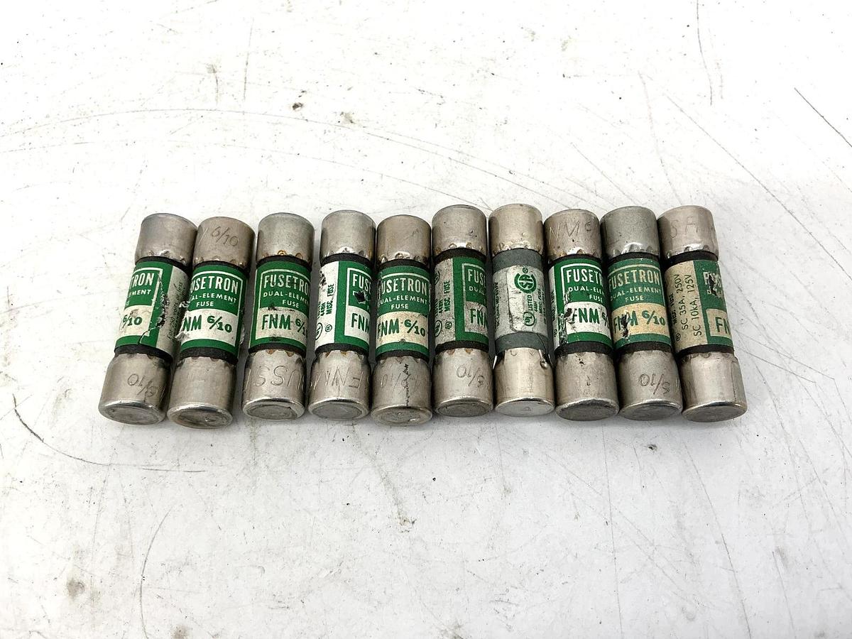Lot of 10 New Bussmann FNM-6/10 Dual-Element Fuse 6/10A 250V