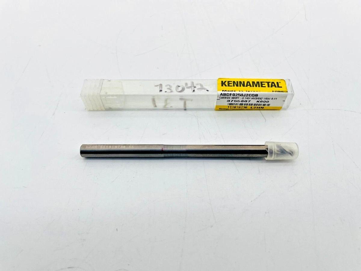 New Kennametal ABDF0250J2CQB Solid Carbide End Mill 1/4x1/4x3/8x2-1/8x4 R.03
