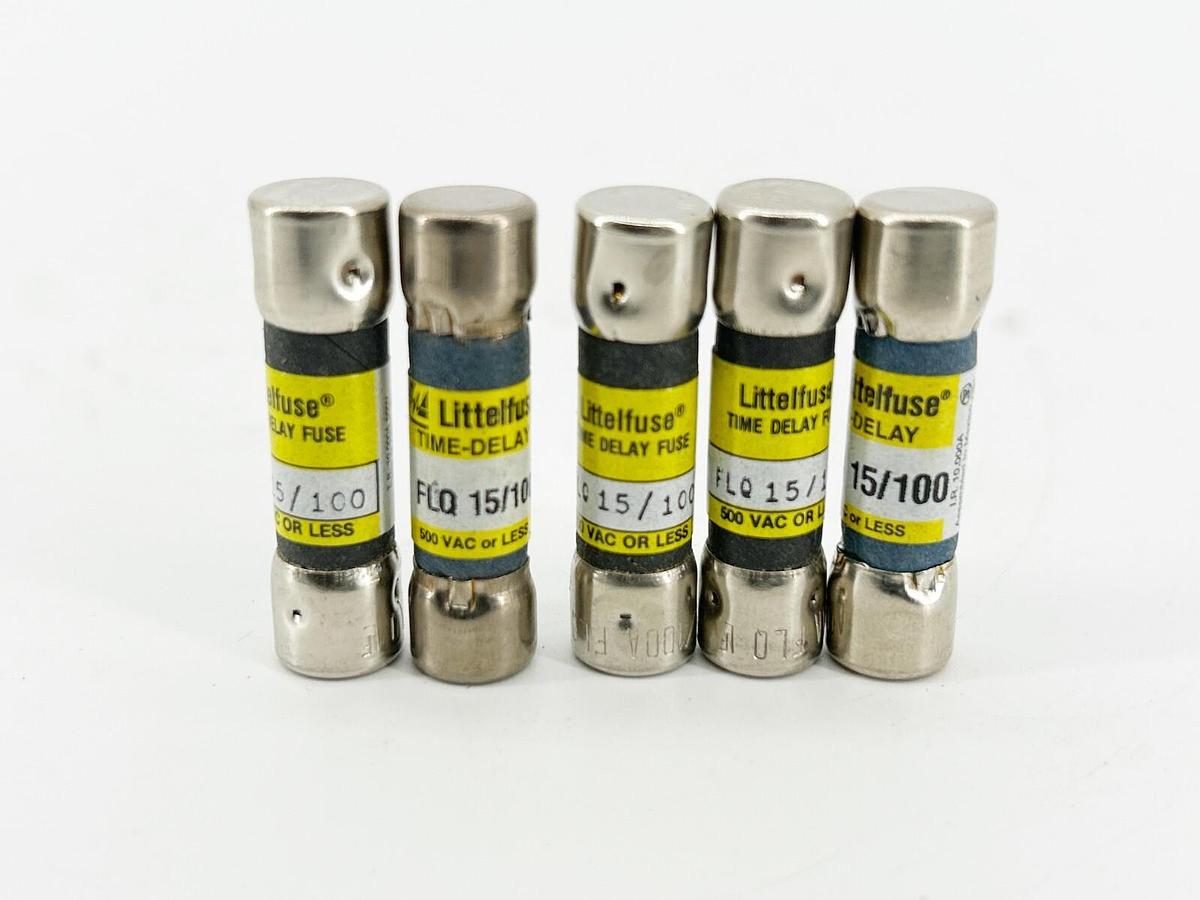 New Lot of 5 Littelfuse FLQ-15/100 Time Delay Fuse .150A 500V - No Box