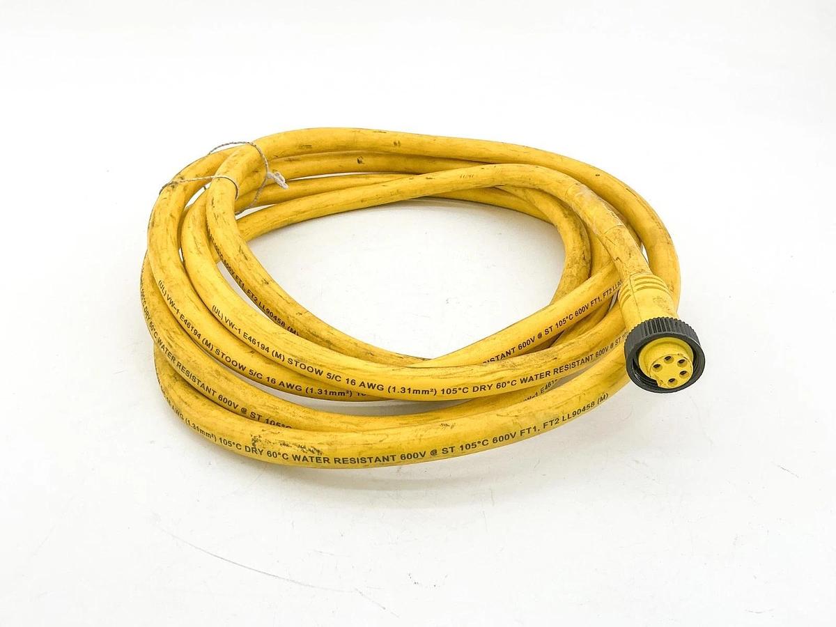 New Woodhead 105000A01F120 Cordset 600V 8A 5Wire Yellow - No Box