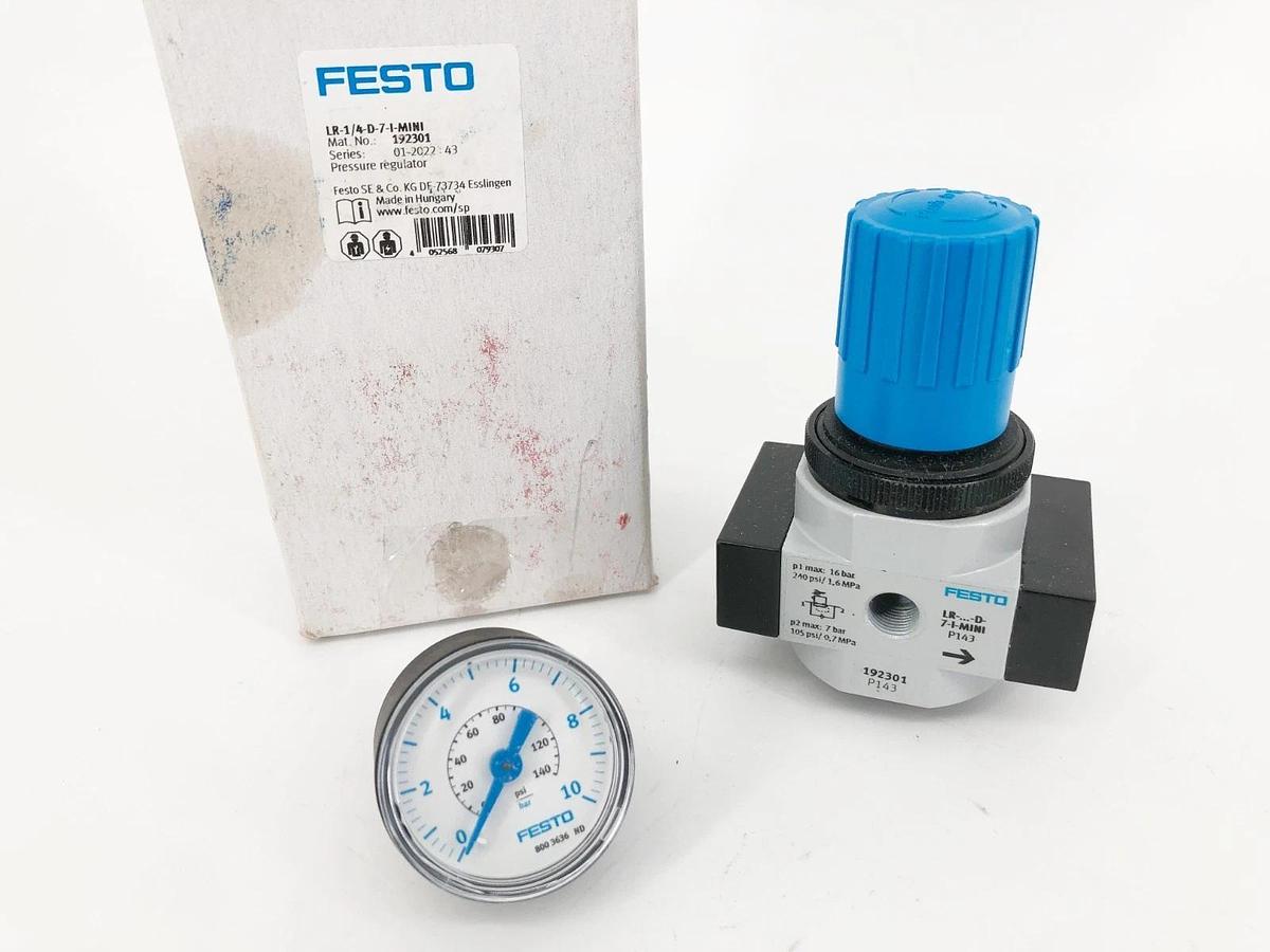 New Festo LR-1/4-D-7-I-MINI Pressure Regulator 240psi 192301