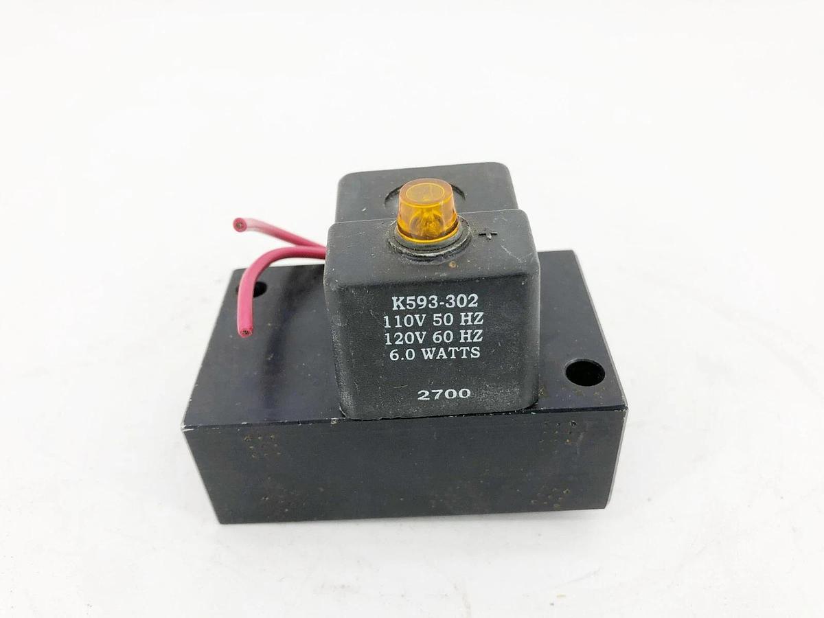 Used Parker K593-327 Coil w/ Block 110/120V 50/60Hz 6.0 Watts