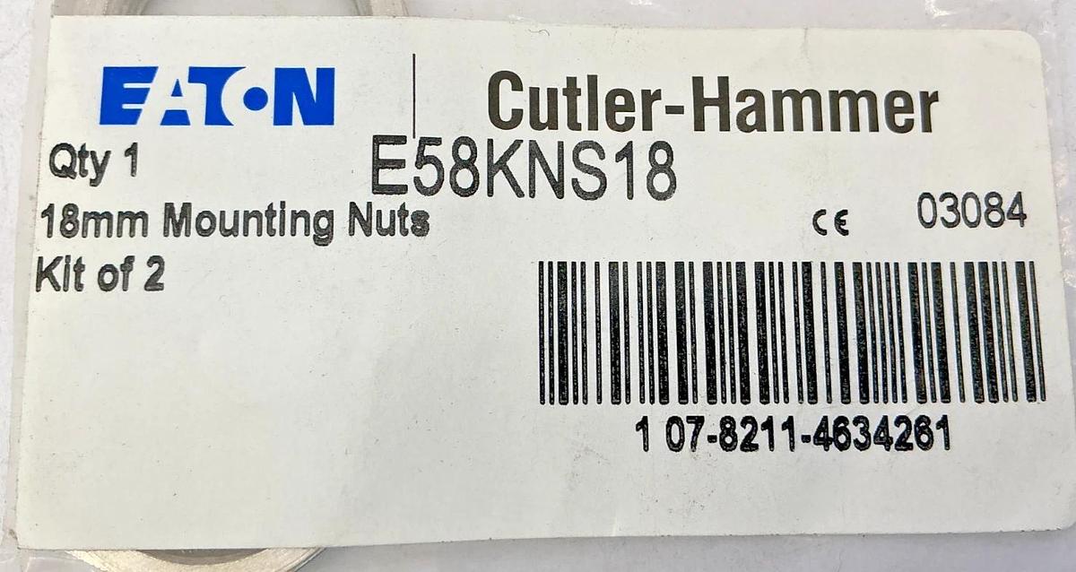 Lot of 2 New Eaton Cutler-Hammer E58KNS18 1833 Mounting Nuts Kit of 2