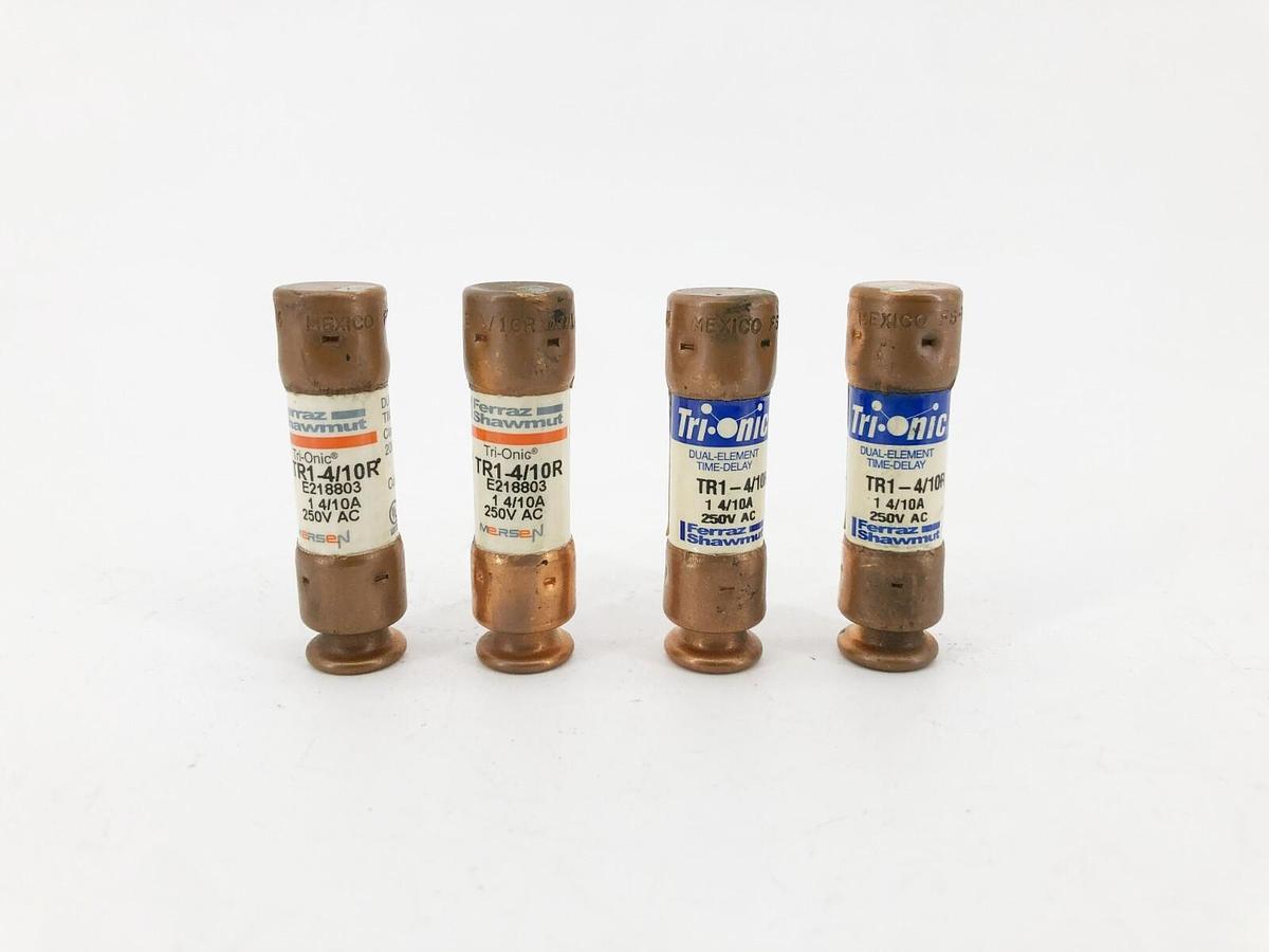 Lot of 4 New Ferraz Shawmut TR1-4/10R Time Delay Fuses 1.4 A 250VAC