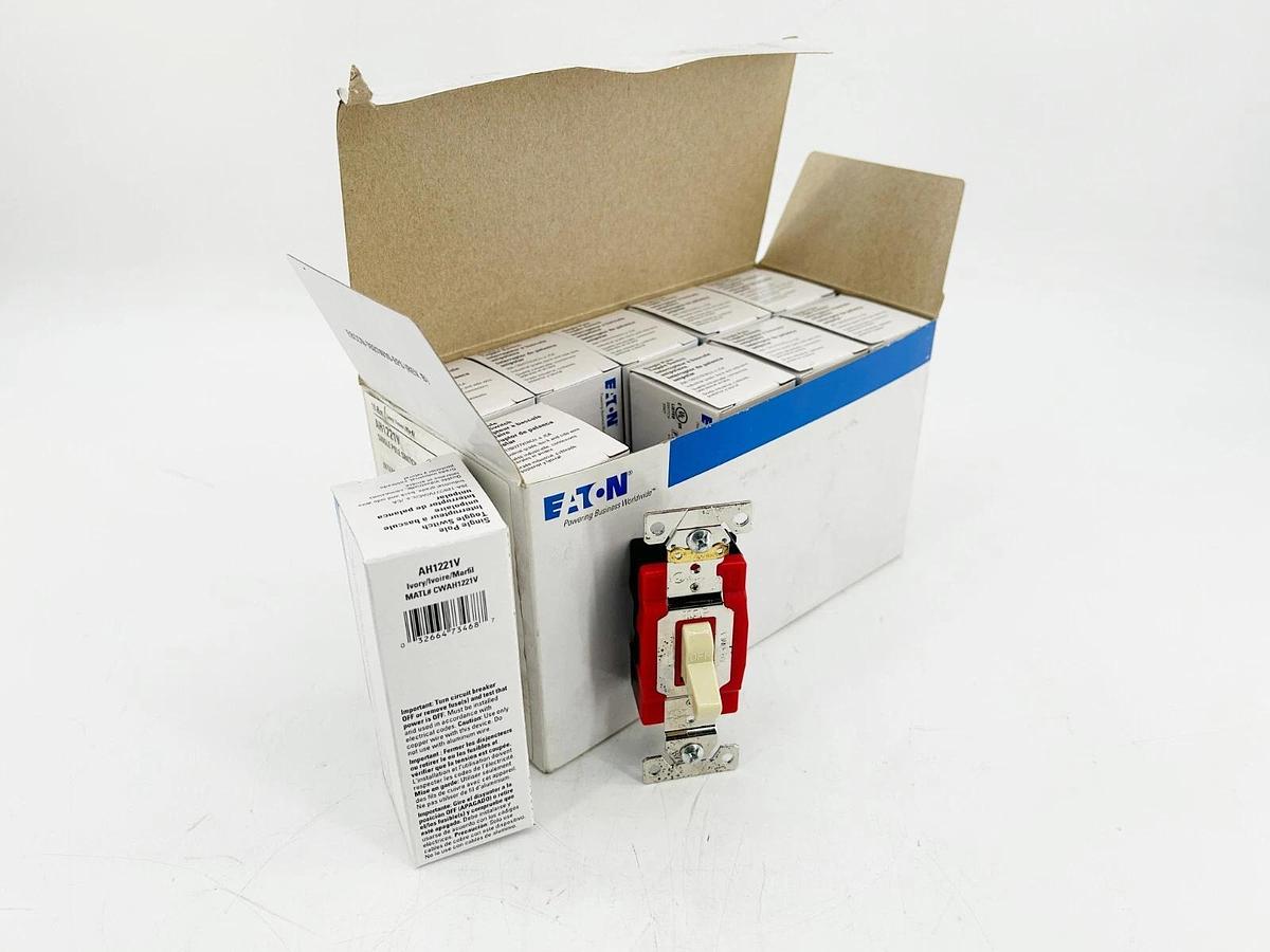 New Eaton Box of 10 AH1221V Single Pole Wall Switch 20A