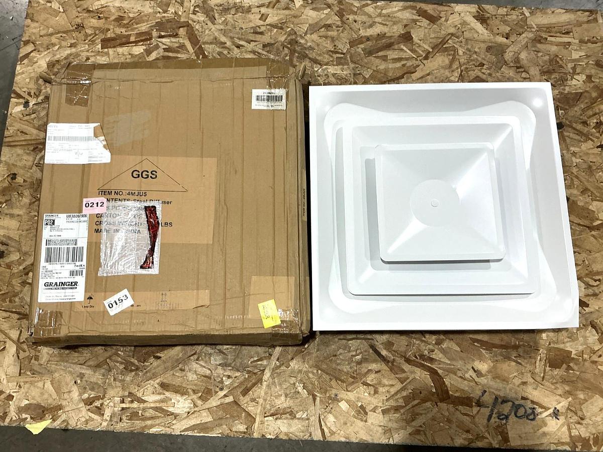 New Grainger 4MJU5 Steel Diffuser 23-3/4"x23-3/4"x12" Duct: 12" White