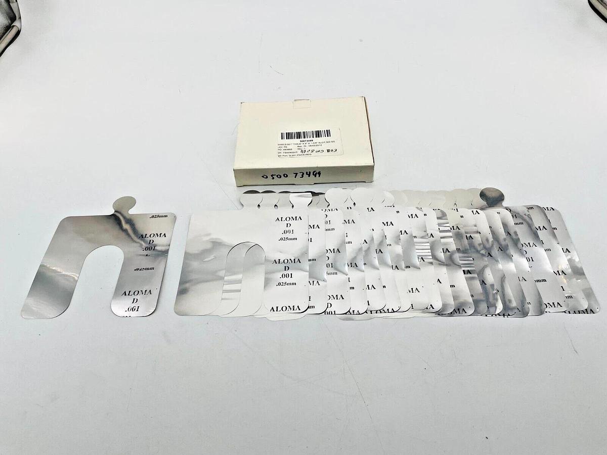 Box of 20 New Aloma D.001-Pack-Reg Shim Stainless Steel Size D .001in 6x5x1/5/8