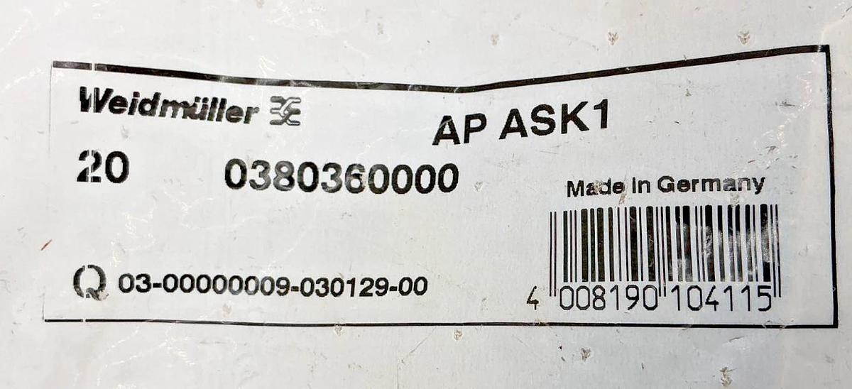 Bag of 20 New Weidmuller 0380360000 End Plate 1.5mm Width Beige