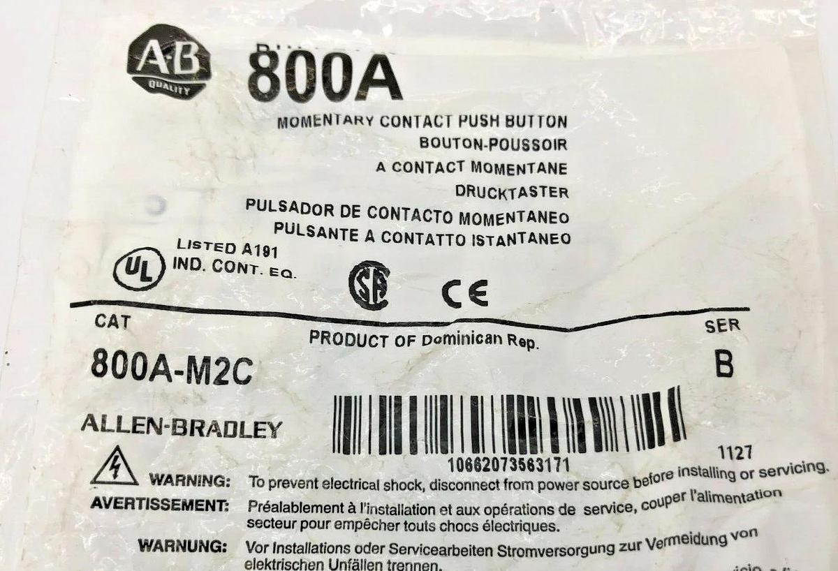 New AB Allen Bradley 800A-M2C Ser. B Momentary Push Button