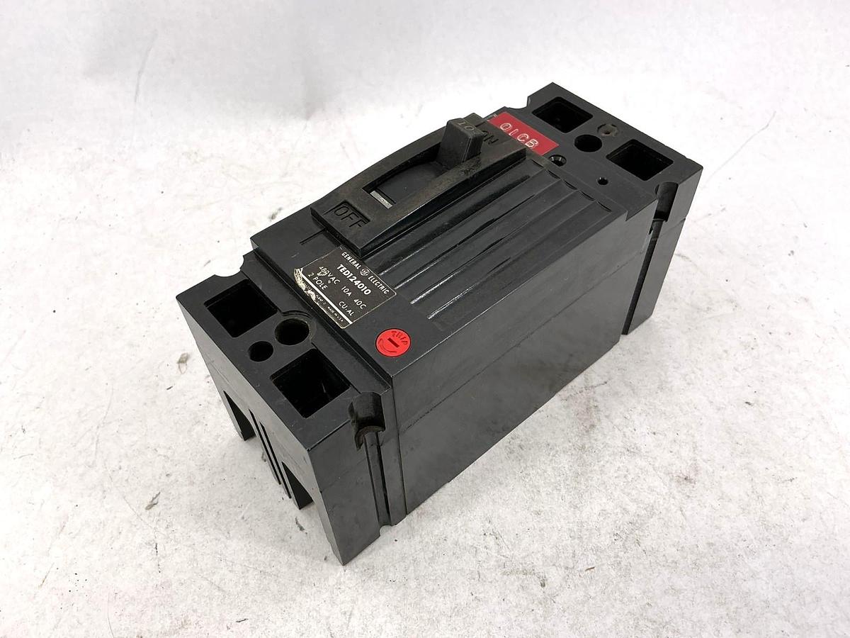 Used GE General Electric TED124010 Circuit Breaker 2-Pole 10A 480VAC