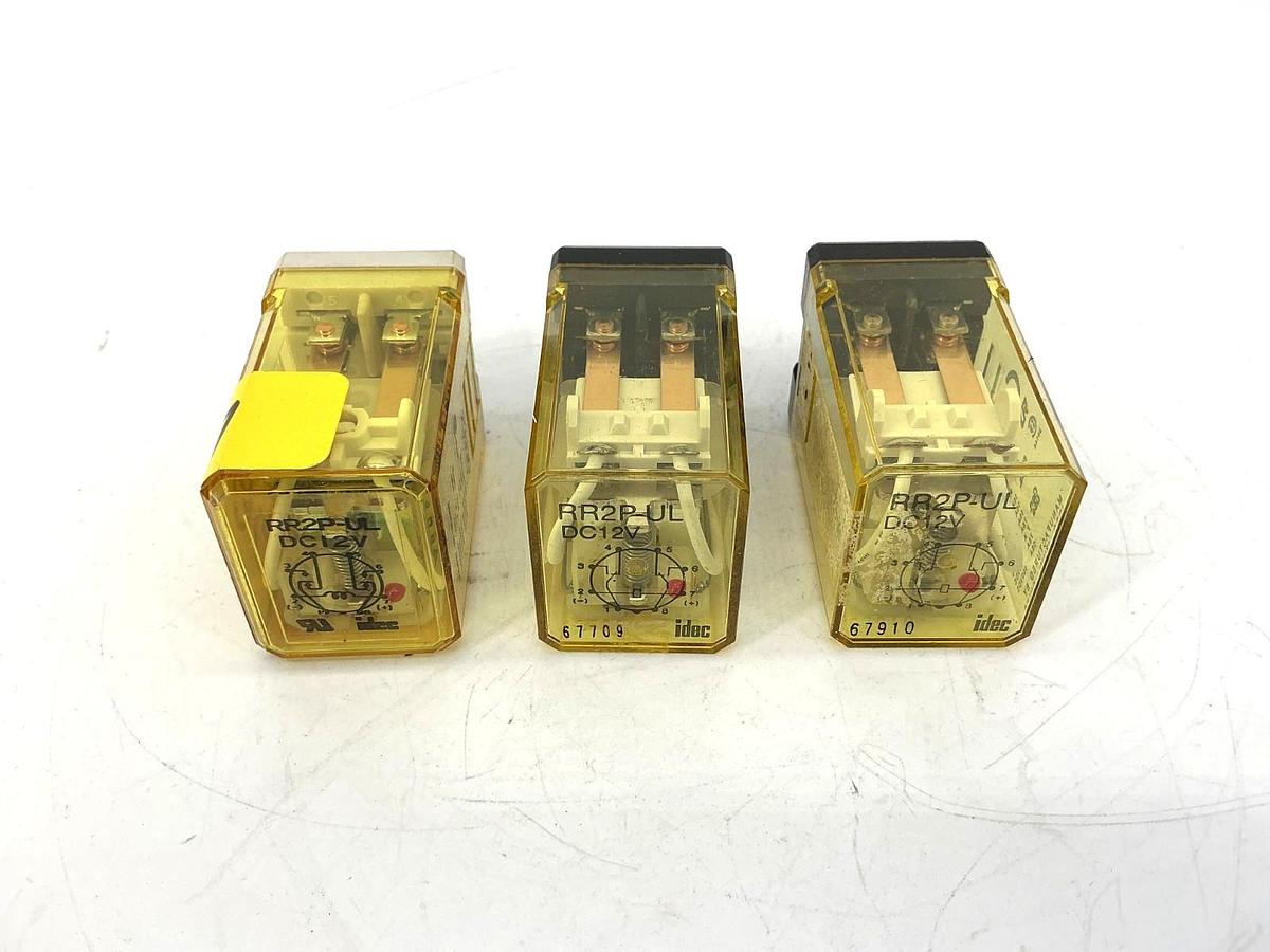 Used Lot of 3 IDEC RR2P-UL-DC12V Relay 2-Pole 8-Pin 12VDC Coil RR2P-UL