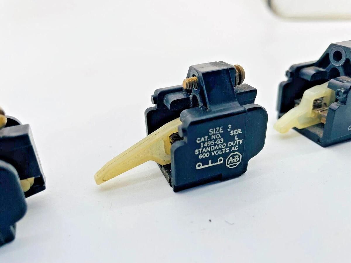 Used Lot of 3 Allen Bradley Auxiliary Contact 1495-G1 1495-G0 1495-G3 600V Ser L