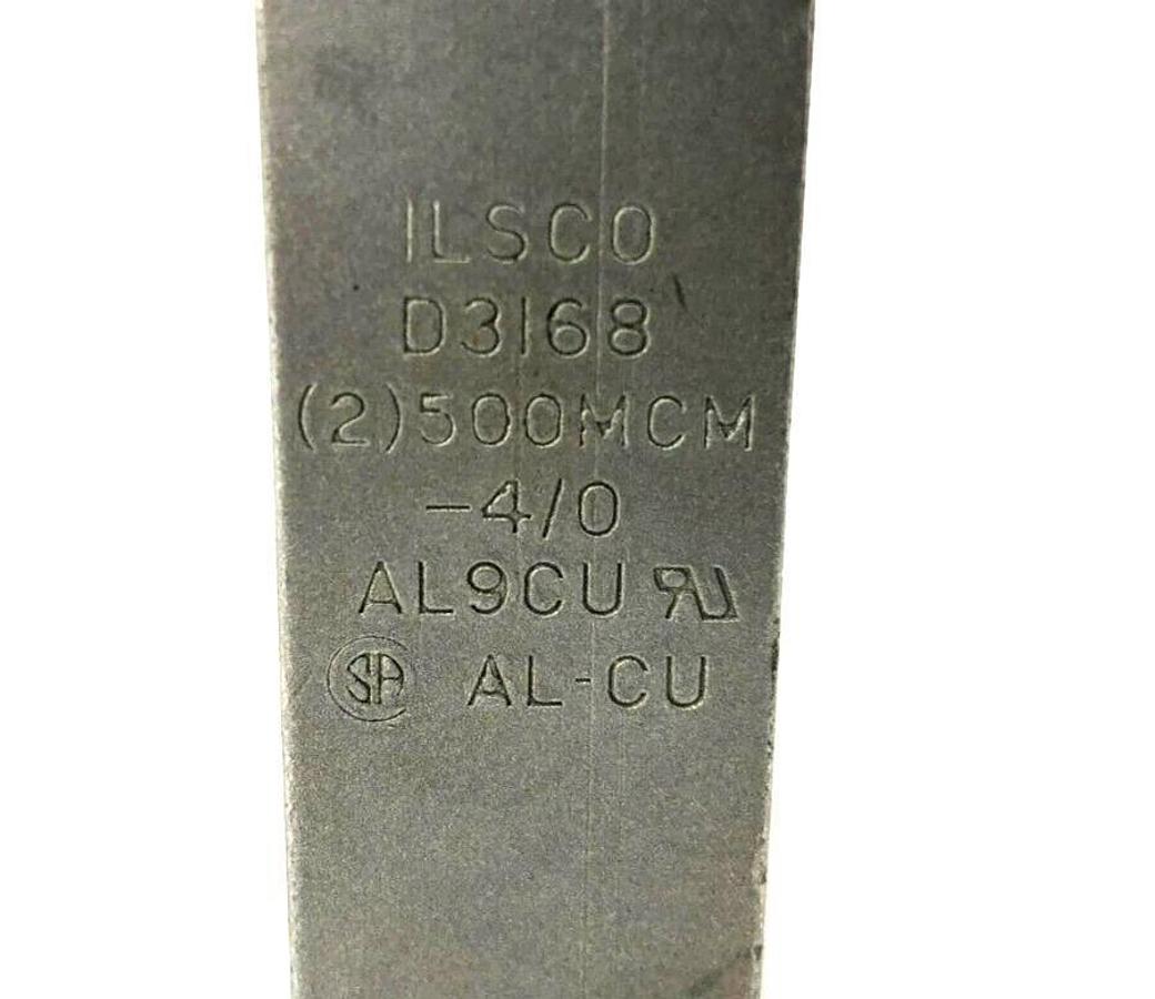 New Ilsco D3168 Terminal Lug, (2)500MCM-4/0, AL9CU