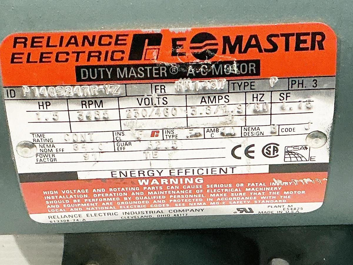 New Reliance P14G9247R-YZ Electric Motor 1.5HP 460V 3.8A 3485RPM 3PH FK143T