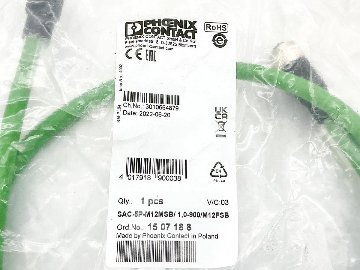 New Phoenix Contact SAC-5P-M12MSB/1,0-900/M12FSB Cordset 1507188