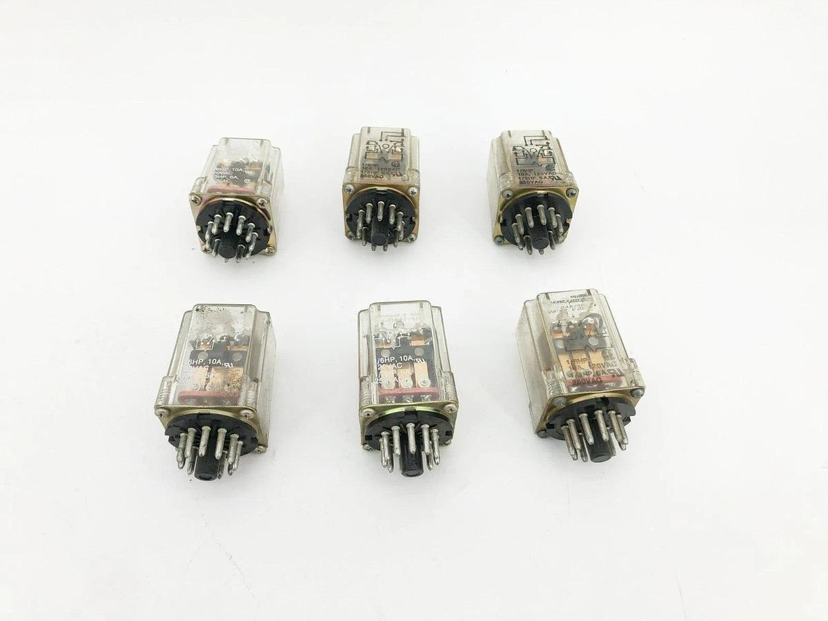 Used Lot of 6 Potter & Brumfield KRP14AG Relay 120V 50/60Hz